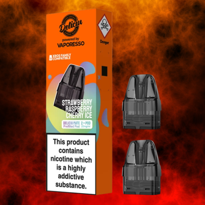DeliciuMate Pod-Strawberry Raspberry Cherry Ice 20mg